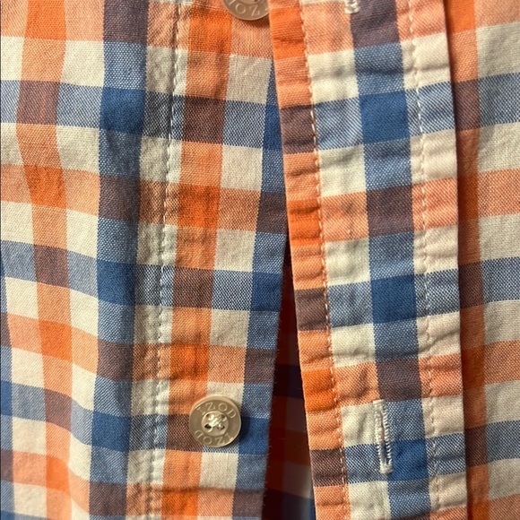Izod Vibrant Orange and Blue Plaid Button Down Shirt - Picture 5 of 8